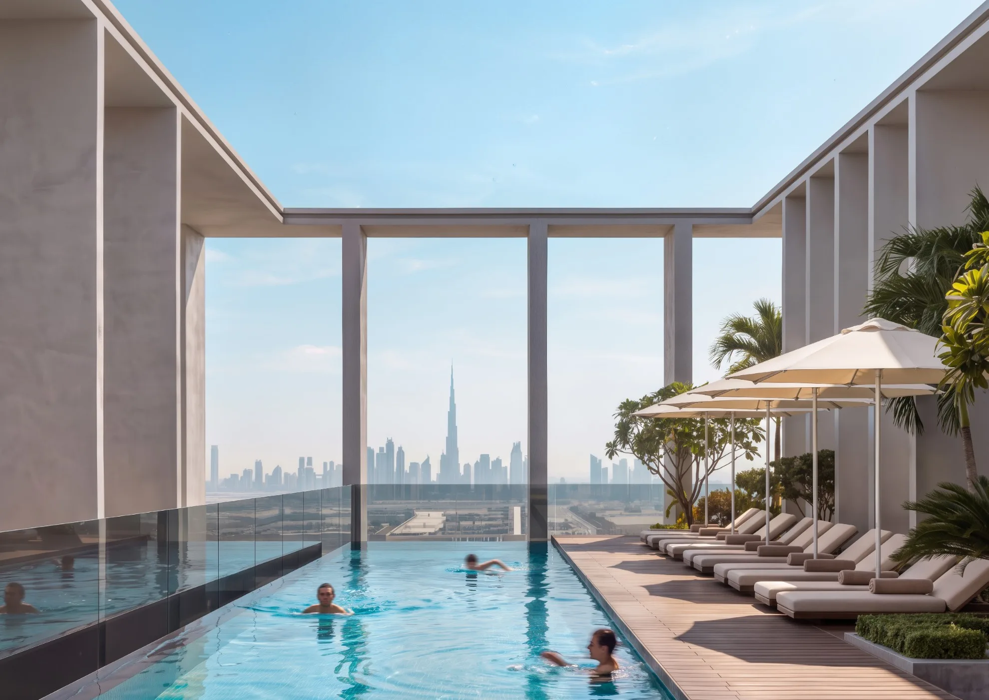 Rooftop pool at Lunaya Terraces